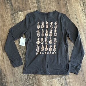 Billabong Kids Charcoal Long Sleeve Tee with Pineapple Print